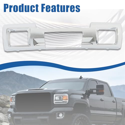 Image of Silscvtt Front Bumper Skid Plate Panel Chrome Replacement for Sierra 2500HD 3500HD 4-Door 2015-2019 23178964 23178780 GM1053103C GM1053104C