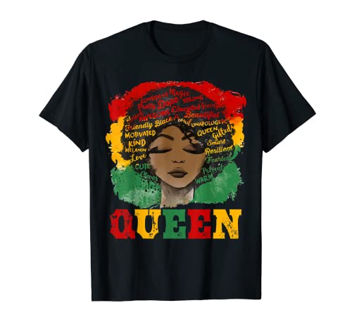 Reina afro africana Mujeres negras fuertes Mes de la historia negra Camiseta