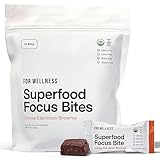 For Wellness Superfood Focus Bites (10 Count), Cocoa Espresso Brownie – Reduces Fatigue, Improves Digestion & Support Brain Function