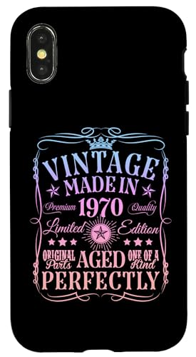 Carcasa para iPhone X/XS Decoraciones vintage de 55 cumpleaños vintage 1970 55 años