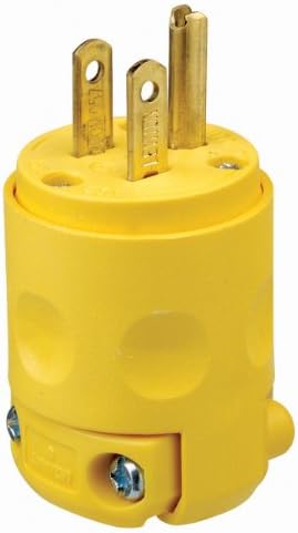 Leviton 15 Amp, 125 Volt, Grounding Plug, 515PV, Yellow