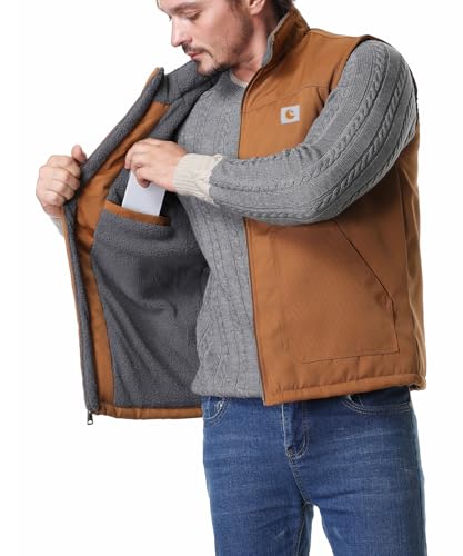 Men's Loose Fit Workwear Vest Fleece-Lined Durability Waterproof Mock-Neck Vest4
