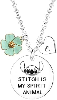 Cute Stitch Gift Stitch Necklace Jewellery Pendant Necklaces Gifts for Daughter, Son, Niece, Nephew, Girls, Boys, Best Friends Birthday Christmas Gifts Stitch is My Spirit Animal