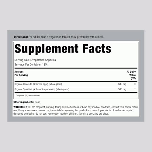 Piping Rock Organic Chlorella Spirulina Tablets