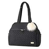 LUKJOJO Asha Diaper Bag Tote For Daily Use, Travel Shoulder Diaper Bag With Long Strap And Stroller Clips Hospital Bag For Labor Delivery,Practial Baby Bag For New Parents(Black