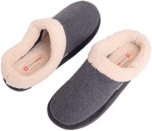 Alpine Swiss Paul Mens Memory Foam Fleece Clog Slippers House Shoes Gray US 11-12 | Image 3