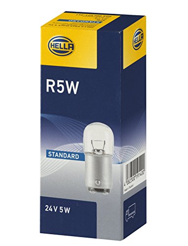 HELLA 8GA 002 071-241 Lámpara - R5W - Heavy Duty - 24V - 5W - Tipo de portalámpara: BA15s - caja - Cant.: 10