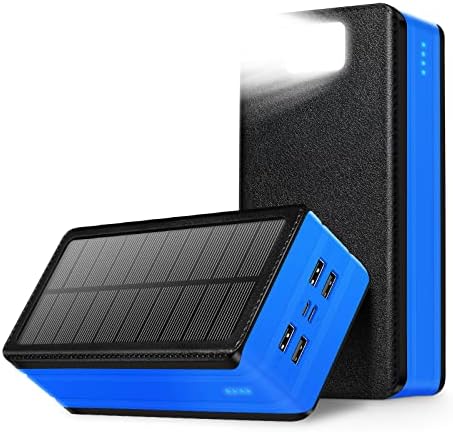 Portable Charger 50000mAh Solar Power Bank Camping Waterproof External Backup Charge with 4 Outputs & Dual Inputs 9 LED Light Flashlight Backup Battery