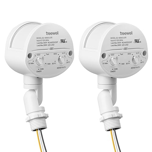 2 Pack Motion Sensor, 180-Degree Replacement Motion Detector, Adjustable Time & Detection Sensitiity...