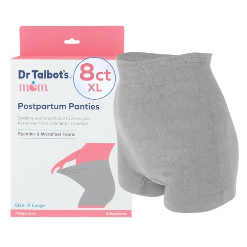 Image of Dr. Talbot's Mom Postpartum Underwear - 8 Count - Size X-Large Disposable Panties for Postpartum Care - Gray