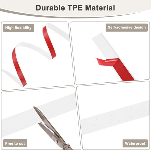 Protector de borde flexible autoadhesivo TPE M METERXITY en forma de U blanco para estantes 3