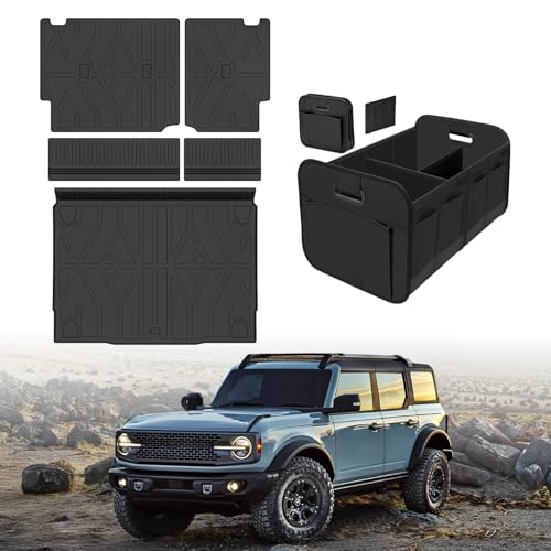 AAGDD Cargo Trunk Mat with Backrest Mats for Ford Bronco 4 Door 2021-2025 2026 All Weather Protection TPE Heavy Duty Cargo Liner Bronco Accessories Black