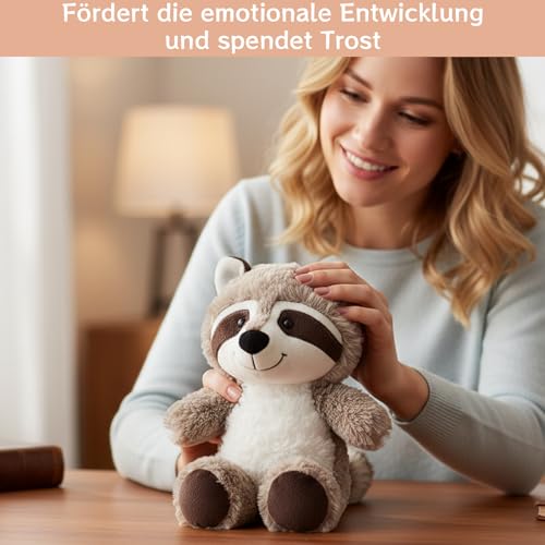 PDirat Waschbär Kuscheltier, 25cm Flauschiges Plüschtier Für Entspannung Und Wohlbefinden, Ideal Für Kuschelmomente Und Dekorative Zwecke, Weiches Waschbär Kuscheltier