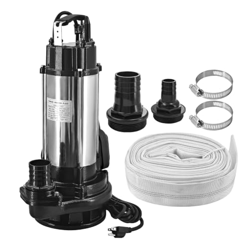 110V 2HP Sewage Grinder Pump, 4380GPH Submersible Sump Pump