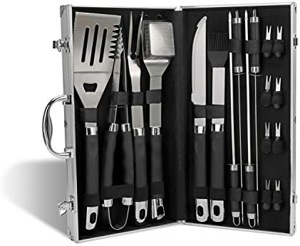 Monbix Professional BBQ Accessories Tool Set๏ผStainless Steel Grill Accessories Set๏ผBBQ Accessories Barbecue Grill Set - 19 Pcs with Case