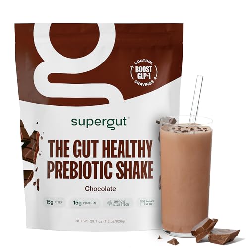 supergut prebiotic shakes  meal replacement  boost glp-1  high protein and fiber  no added sugar  keto food meal snack chocolate 14 servings