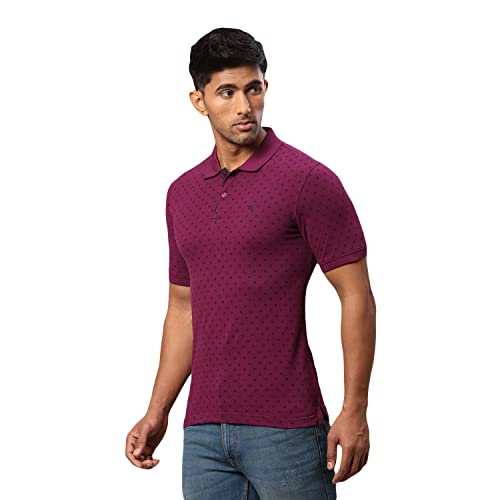 Image of Raymond Men's Pure Cotton Print Pattern Modern Fit Polo Collar Polo Neck Half Sleeve Casual T-Shirt