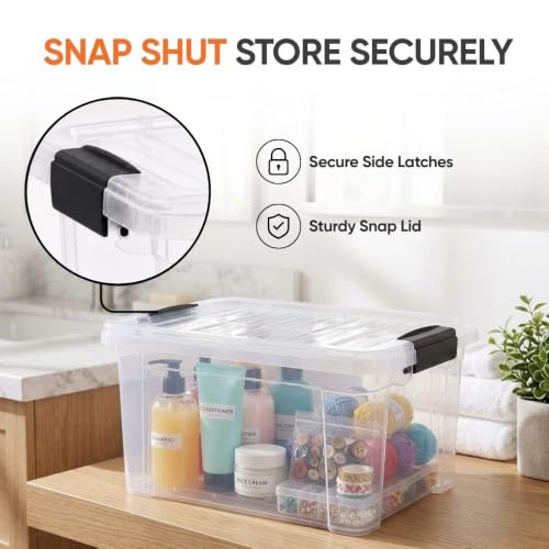 Image of Superio 6.6 Quart Clear Plastic Storage Boxes with Lids, Stackable Organizer Containers, BPA-Free Storage Bins for Home, Office, School & Dorm, 1 Pack