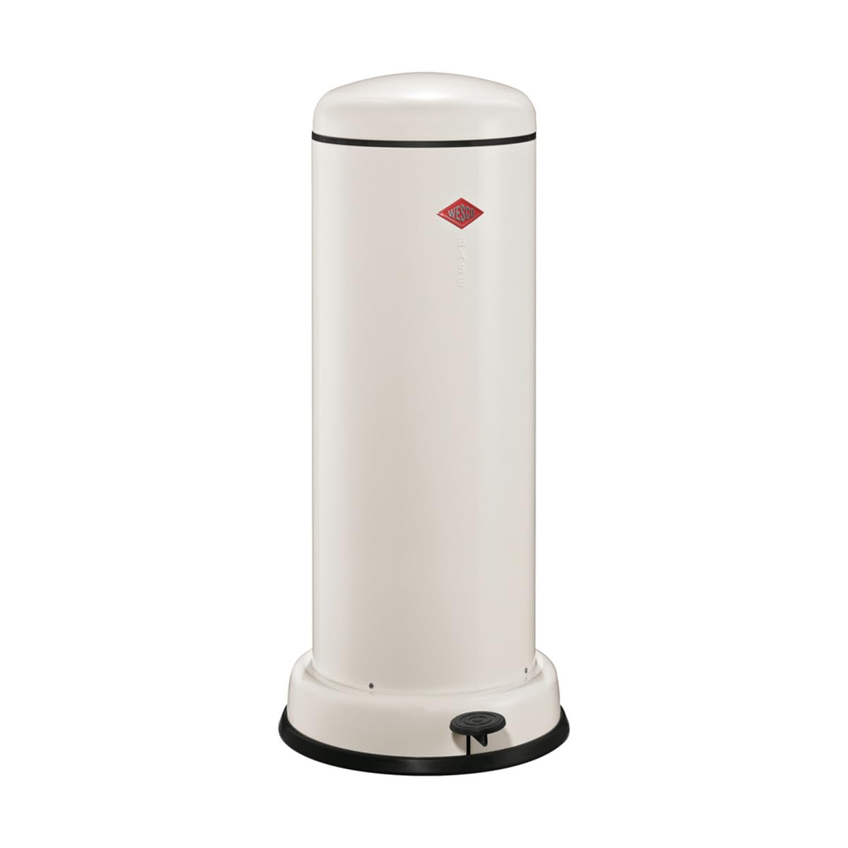 WESCO Big Baseboy - Cubo de basura en color arena mate, chapa de acero pulverizada, 30 litros de volumen, amortiguador integrado, pie de metal con superficie de goma