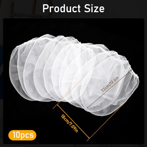 Paint Strainer Bags 1 Gallon Paint Filter Bag White Fine Mesh Disposable Bag Bucket Strainer with Elastic Drawstring Top Opening for Paint Gardening, 10 Pack
