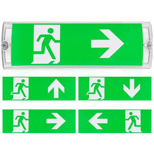 LED Notbeleuchtung, IP65 LED Fluchtwegleuchte Notausganglicht Notausgangsschild, Notleuchte 4 Richtungspiktogramme Sicherheitsbeleuchtung 3H Batterie Notbeleuchtung für Fluchtwege Notausgänge