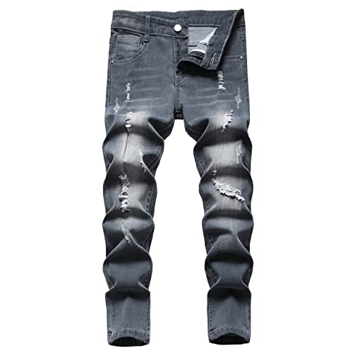Newsee Boys' Skinny Fit Jeans with Ripped, Distressed, and Destroyed Details