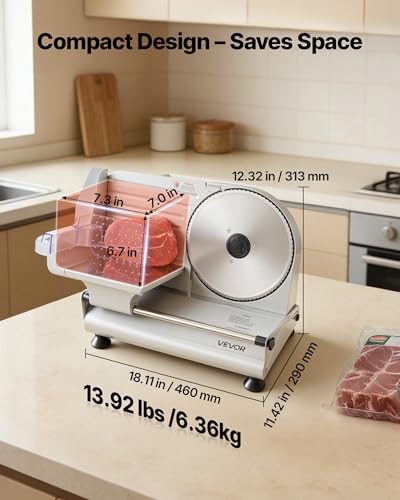 Image of VEVOR Meat Slicer, 8.6 inch Electric Deli Slicer with 2 SUS420 Blades