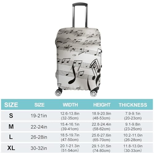 Music Notes Print Travel Luggage Cover Anti-scratch Suitcase Cover Elastic Suitcase Protective Cover Fits 19-32 Inch Luggage M2