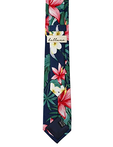 Image of BELLUNO Men's Cotton Floral Skinny Tie, 2.5 inch Width, with Gift Box