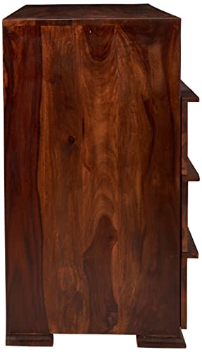 Image of SHIKHA WOOD CRAFT Solid Sheesham Wood Chest of Drawers with 6 Drawers and 1 Open Shelf Storage | Wooden Dresser Organizer for Bedroom, Living Room, Hallway, Office and Home Furniture (Natural Finish)