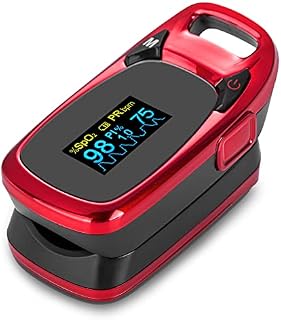 Finger Pulse Oximeter, Oxygen Monitor Finger Adults Oxygen Saturation Monitor Sats Monitor for SpO2 levels, CE Approved UK, OLED Screen Display, Including Batteries and Lanyard