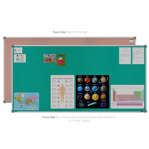 Image of Scholar Art Metis 4x8 Feet Fabric Pin Board for Office, Home & School | Vibrant & Versatile Crape Cloth + High Density Soft Board for Pinning Photos, Sticky Notes & Reminders (Emerald Green)
