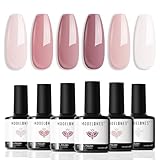 modelones Gel Nail Polish Set - 6 Colors Nude Pink Milky White Gel Polish Set Light Neutral Pink Nail Polish Barely Pink Soak Off LED Starter Kit Popular Nail Art DIY Manicure Gifts