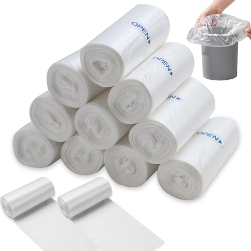 FAELNK Bolsas de Basura Pequeñas de 3L, 360 Unidades, Mini Bolsas de Basura para Mini Papelera de Escritorio para Baño Oficina Coche (Blanco,12 rollos, 3l)