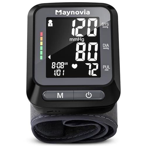 Wrist Blood Pressure Monitor with Large Backlit Display Accurate Automatic Wrist Blood Pressure Monitors for Home Use 2 x 60 Memory Adjustable Cuff (13.5-21.5cm) Carrying Case Included