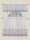 Elegant Home Collection 3 Piece Embroidered Kitchen Window Curtain Treatment Set with Embroidery...