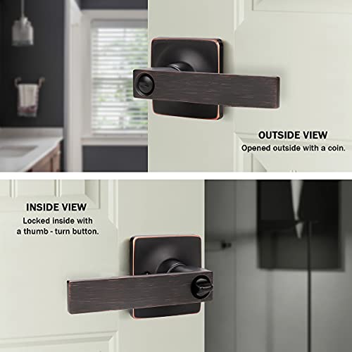 Gobekor 6 Pack Privacy Door Levers Interior Door Handles Square Oil Rubbed Bronze Lever Handles Keyless Straight Levers For Bedroom Bedroom #TOP5