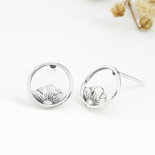 Boma Jewelry Sterling Silver Open Circle Flower Stud Earrings3