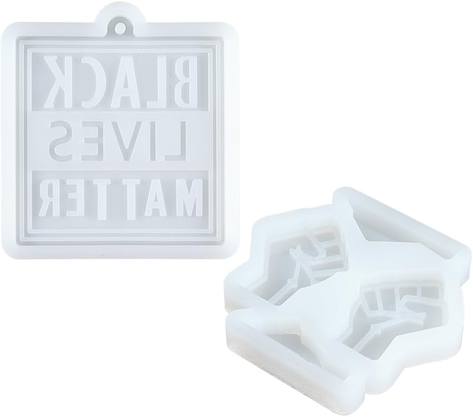 Black Lives Matter Fist Keychain Epoxy Resin Silicone Molds BLM Tag Pendant Charms Jewelry Casting Set