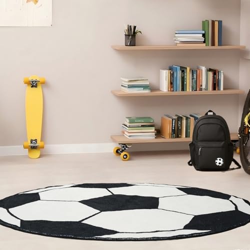 Tapete redondo decorativo deporte 4 ft lavable miniatura 4