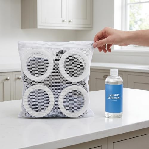 Bolsa para lavadora de zapatos de malla resistente con cremallera y lavado 360 8
