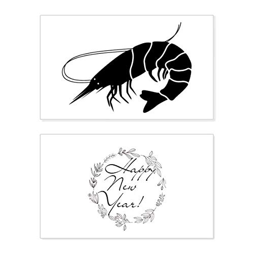 Carte de Nouvel An crevettes noires en papier d'art premium pour correspondance de prestige
