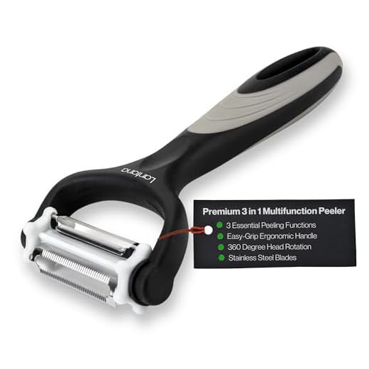 Lantana Potato Peeler + Micro-Serrated Veg Peeler + Julienne Slicer - 3 in 1 for Speed Peeling of Fruit & Vegetable - Black/Grey/Stainless Steel