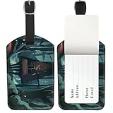 Etiquetas de maleta de piel sintética con cubierta de protección de privacidad, etiquetas de etiqueta de equipaje con etiqueta de equipaje para hombres y mujeres, regalos de viaje para parejas