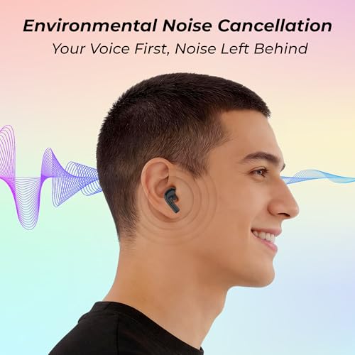 Image of AROMA TWS22 Zivo V5.4 True Wireless Earbuds, Punk Black | up to 60H Playtime, ENC, Fast Charging, Heavy Bass, Bluetooth