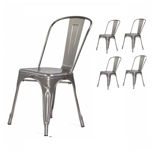 Kosmi - Lot de 4 Chaises en métal Brut Style Industriel Factory en métal Brut Aspect galvanisé galva