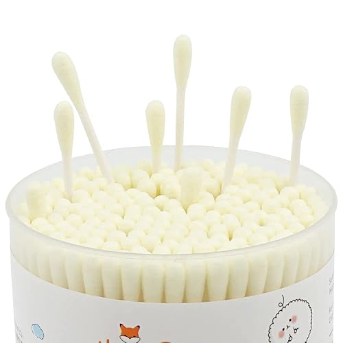 Miniatura 5 de Hisopos de algodón amarillo puntiagudos de precisión, 400 unidades, brotes de algodón orgánico puntiagudo, doble cara, puntas de algodón firmemente