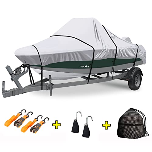 Mockins Trailerable Boat Cover 20-23 Ft X 100" | 150D Polyester Oxford Boat Covers Fit V-Hull, Tri-Hull, Fishing, Runabout, Bass Boat Cover | Uv & Water Resistant - Protects Boat From All Elements #TOP23
