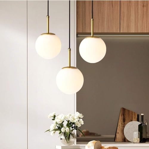 Image of Wall Lamp Chandelier Pendant Light, Home Decor for Bedroom, Living Room, Hallway, Cafe, Hotel, Restaurant (Milky Ball Hanging LAMP Set with LED Bulb Pack of 1)