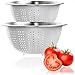 COM-FOUR® colador de cocina 2x de acero inoxidable - colador de pasta clásico con revestimiento exterior - colador redondo para alimentos - accesorios de cocina (02 piezas - gris claro)